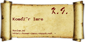 Komár Imre névjegykártya