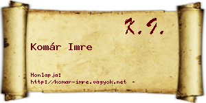 Komár Imre névjegykártya